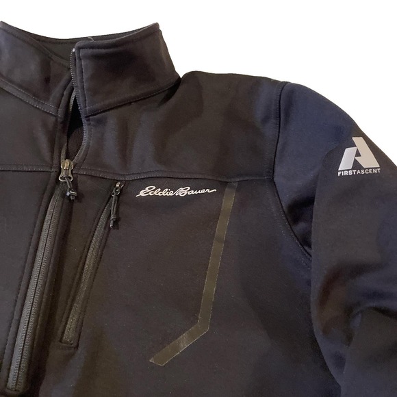 Eddie Bauer First Ascent Mens L Black 1/4 Zip Pullover Fleece Hiking Outdoor - Picture 3 of 6
